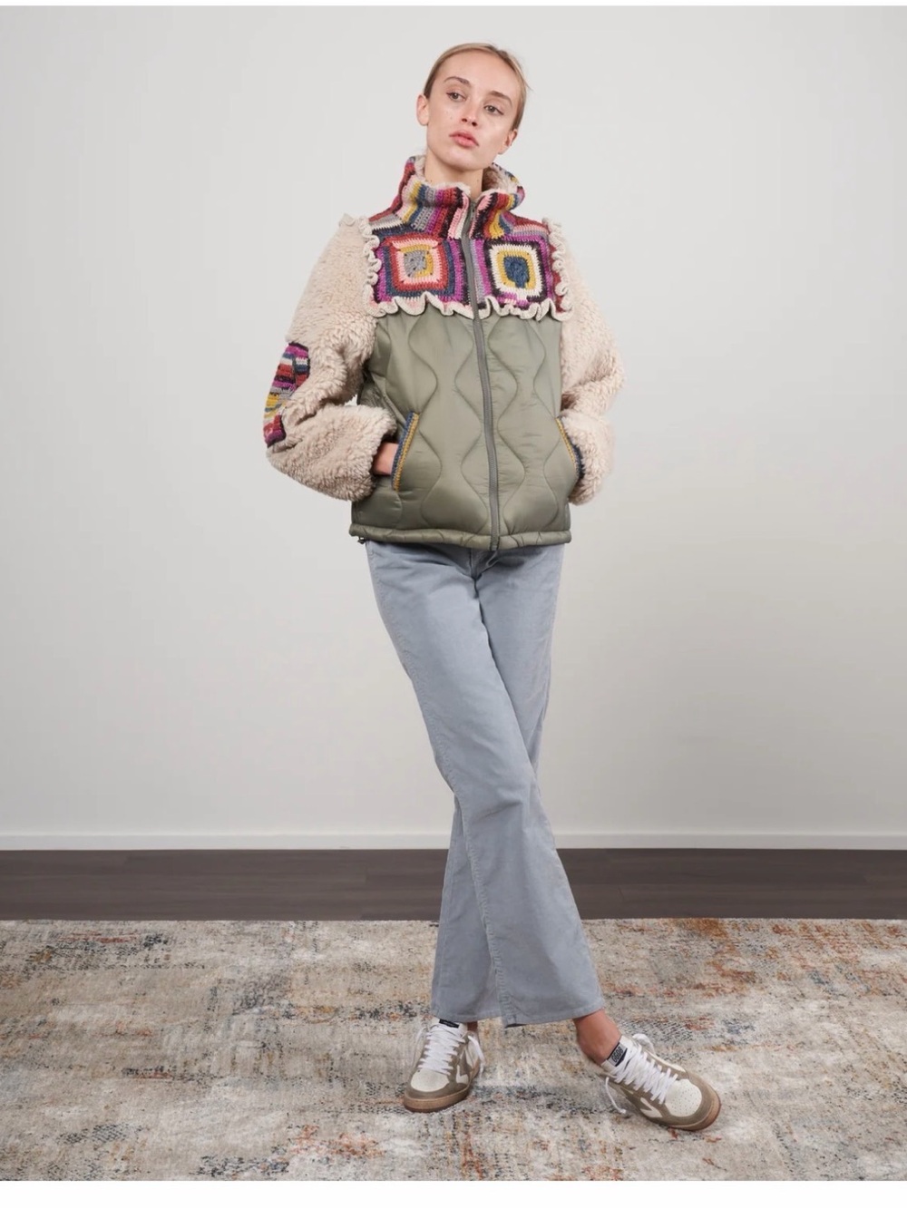 Women's Crochet Patchwork Fleece Jacket